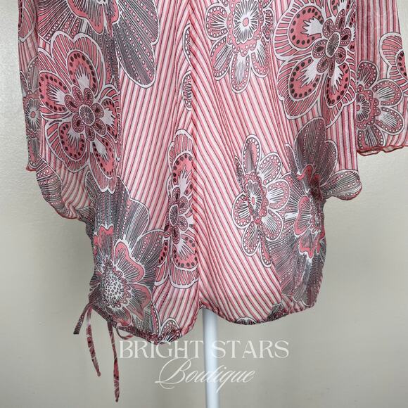 Rare Pink Silk Floral Top ALT ASO Lorelai Gilmore Girls Patterned V-Neck Y2K VTG - Picture 15 of 15